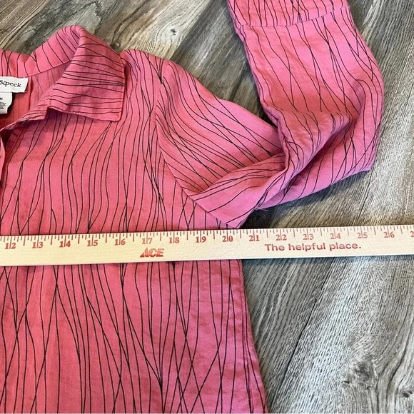 PECK & PECK Long Sleeve Lagenlook Button Up Tunic Blouse Shacket Size Medium - Picture 10 of 10